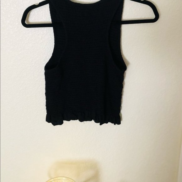 3/$20 Black Smocked Crop Top - Picture 4 of 4